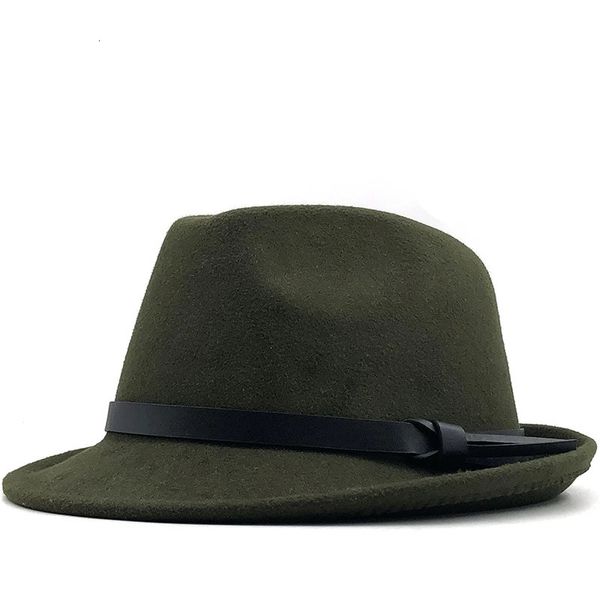 Ampla borda chapéus balde inverno branco homens jazz boné cavalheiro fedoras lã homburg masculino clássico fita estreita chapéu ajustável top 231027