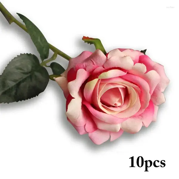 Декоративные цветы, 10 шт., искусственная роза, красивые романтические реалистичные искусственные цветы для свадьбы, аксессуары для домашнего декора