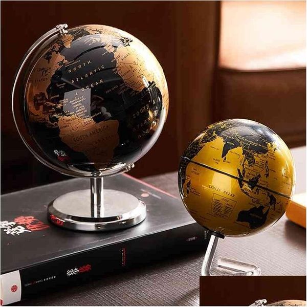Objetos decorativos estatuetas globo mundial com suporte giratório decoração terra geografia educação brinquedo mapa material escolar escritório em casa dhhgc