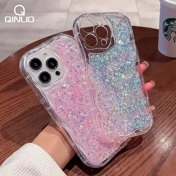 Cell Phone Cases Fashion Cut Wave Frame Glitter Case for iPhone 14 13 11 Pro Max 6 7 8 Plus X XR XS Max Shockproof Soft Silicone Cover Bumper 231026