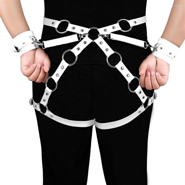 Ligas arnês para mulheres liga cinto meias roupa interior erótica sexy lingerie bondage couro perna cinta suspender algema access192b