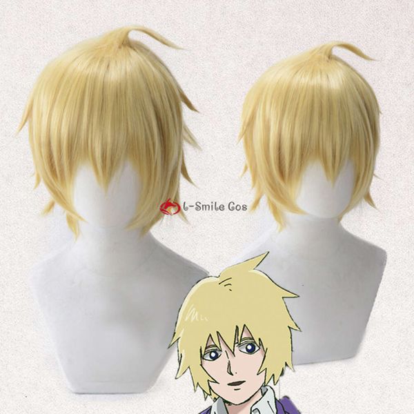 Costumi Catsuit Mob Psycho 100 Teruki Hanazawa Breve Biondo Dorato Resistente Al Calore Capelli Sintetici Uomini Donne Parrucche Cosplay + Protezione Della Parrucca