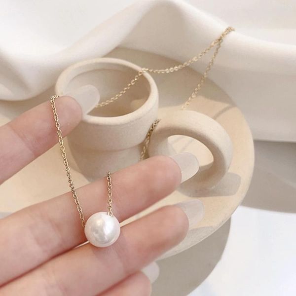 Anhänger Halskette Modeartikel Imitation Perlenkette für Frauen minimalistische süße Verknüpfungskette Chokerkragen