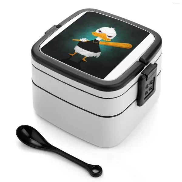 Stoviglie Angry Duck Custodia per telefono Doppio strato Bento Box Insalata Picnic portatile 12 Pro Max Divertente