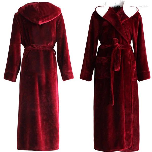 Indumenti da notte da donna Donna Inverno Taglie forti Vestaglia di flanella Accappatoio caldo con cappuccio extra lungo Kimono spesso femminile Vestaglia da bagno Vestaglie natalizie