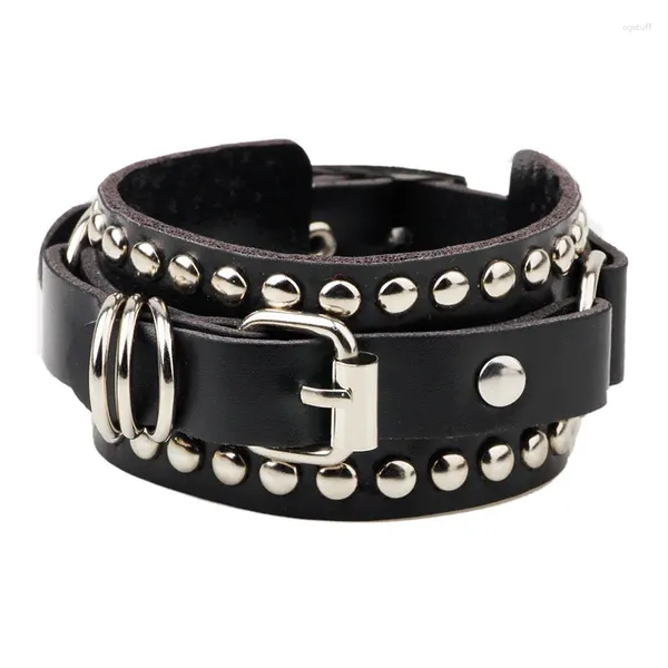 Charme pulseiras clássico casal tendência punk cinto rebite pulseira homens e mulheres hip hop couro personalizado festa jóias acessórios