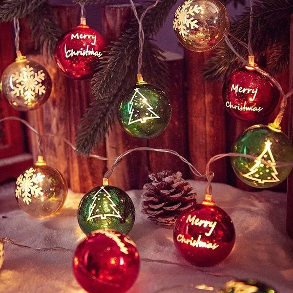 Decorações de Natal Bola LED Luzes Estrela Redonda Corda de Árvore para Feliz Casa Festa Ano Chinês Fada 231027