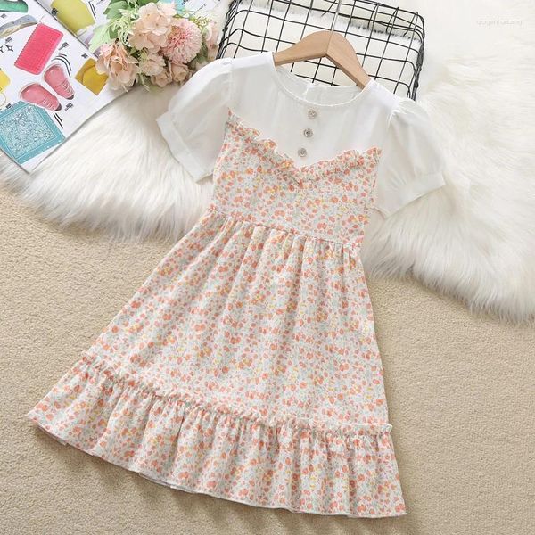 Mädchen Kleider Kinder Sommerkleid Baby Mädchen Blumendruck Süße Kleidung Kinder Kleidung Teenager Schulkostüm 6 8 10 12 Jahre