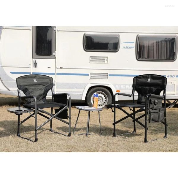 Camp Furniture Leichte, zusammenklappbare Outdoor-Aluminiumstühle mit Beistelltisch und Aufbewahrungstasche, robust, trägt 350 Pfund