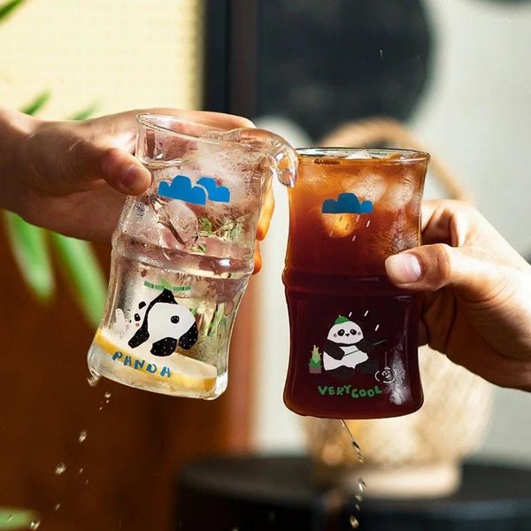 Bicchieri da vino Tazza in vetro di bambù Divertente cartone animato Modello panda gigante Bottiglia d'acqua Festa a casa Ricevimento aziendale Caffè Latte Birra Tè