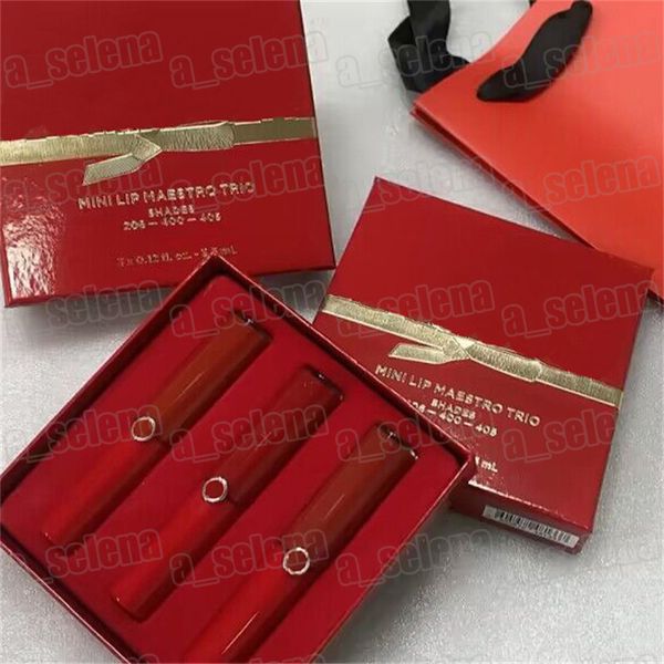 Marca 3pcs Mini Tamanho Lip Gloss Conjunto Cosméticos #400 #206 #405 Batons Líquidos de Longa Duração Presente de Natal 3*3,5ml