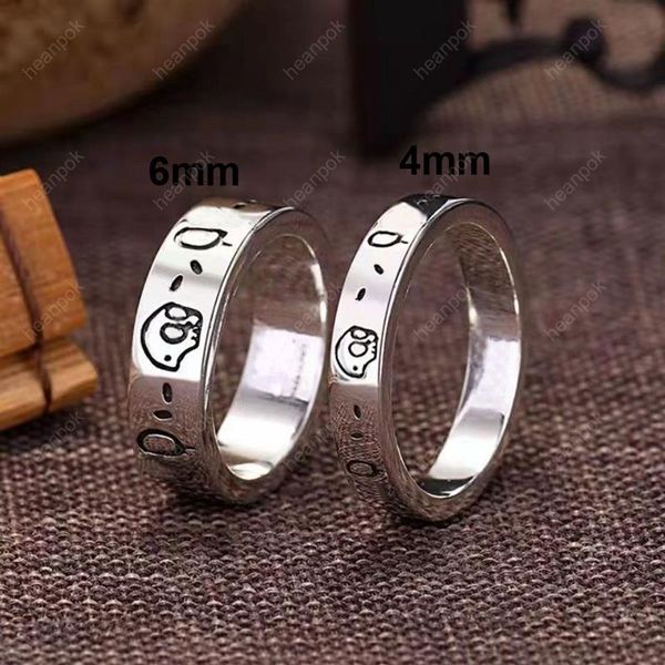 Mode-Hochzeitsringe für Herren, Designer-Ohrring, Totenkopf-Schmuck, Luxurys, silberne Liebesohrringe, breiter Rand, graviert, Größe 5, 9, 10, 11, Breite 274b