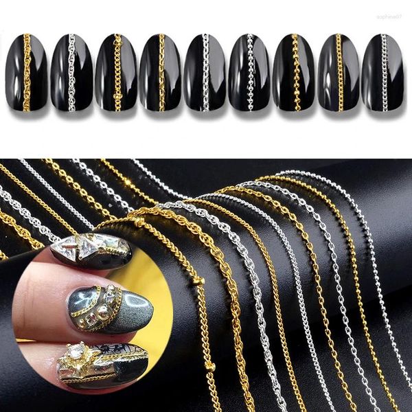 Decorazioni per nail art Catena in metallo sottile da 50 cm Design in gel UV 3D Gioielli punk Accessori per manicure Ornamenti
