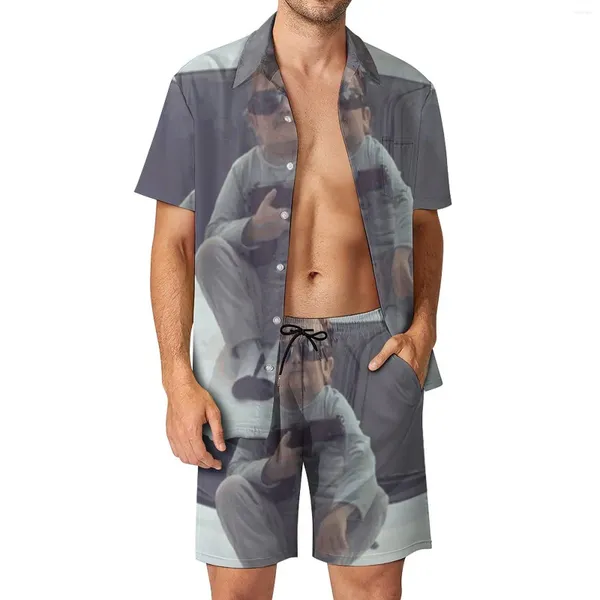 Tute da uomo Hasbulla Set da uomo Russo Dawrf Divertente Dank Famoso Camicia casual retrò Set Pantaloncini con stampa a maniche corte Vestito per le vacanze estive Grande