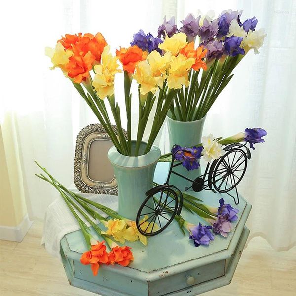 Dekorative Blumen, künstliche Iris, Blumenzweig, fühlt sich echt an, künstliche Seide, Tischdekoration, Hochzeit, Party, gefälschter Blumenstrauß, Heim- und Raumdekoration