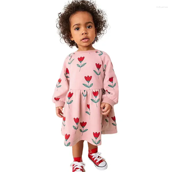 Abiti da ragazza Metri da salto 2-7T Manica lunga Principessa floreale Ragazze Autunno Primavera Bambino Festa di compleanno Abiti in costume per bambini