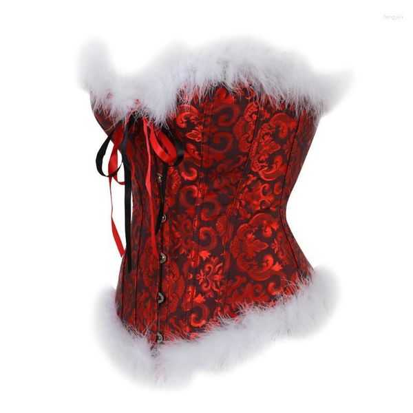 Bustiers Korsetts S-6XL Sexy Weihnachtskorsett Miss Santa Red Body Shaping Jacquard Slim Overbust Dessous Bustier TopBustiers