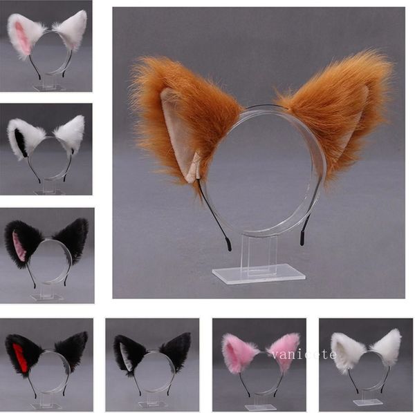 Decorazione del partito Lolita Cosplay Orecchie di gatto Fasce Anime Dance Party Costume Lupo Volpe Orecchio Peluche Fascia per capelli Ragazze Kawaii Accessori per capelli Puntelli LT598