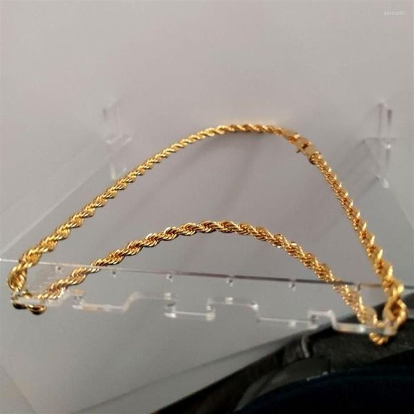 Anhänger Halsketten Real 24k Gelbgold GF Diamant geschnittener ED MISSE XP JUDELY FANTAL URMENS MENS MENS DICK 6mm Seilkette297H