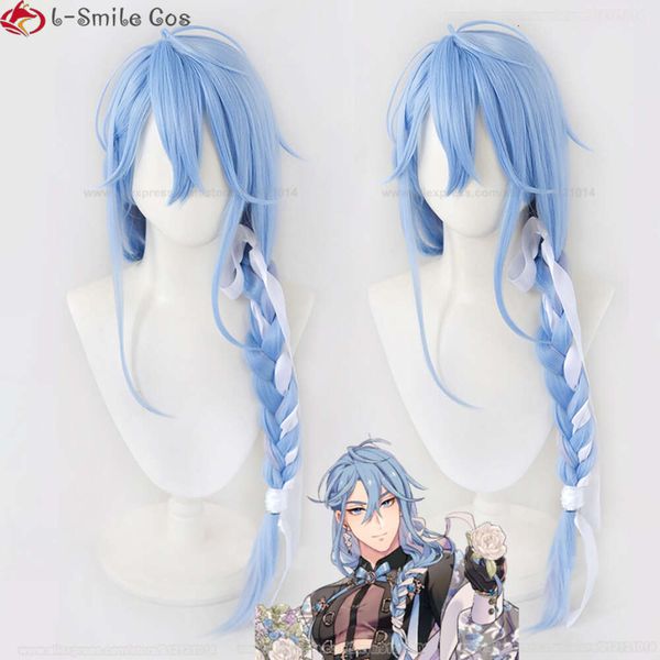 Costumi Catsuit Gioco di alta qualità Nu: Carnevale Edmond Cosplay Blu 80 cm Trecce lunghe intrecciate con nastri Parrucche per capelli resistenti al calore + Cappellino per parrucca