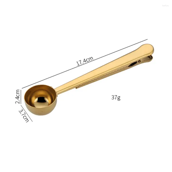 Ferramentas de medição colher de marca com clipe de vedação utensílios de cozinha multifuncional aço inoxidável chá colher de café 2 em 1