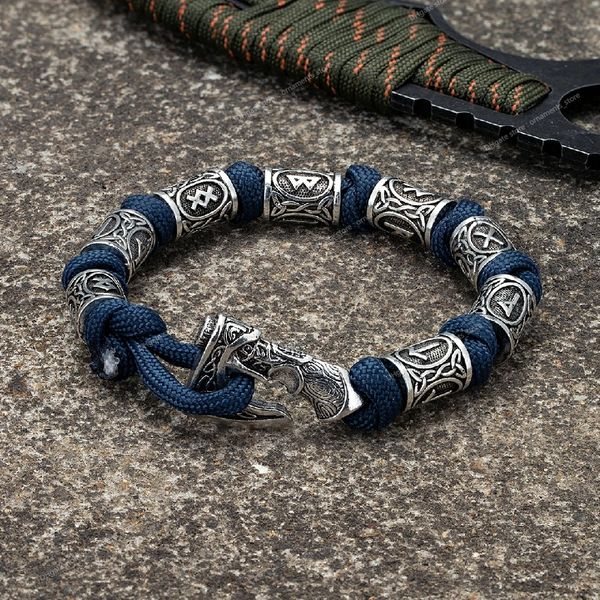 İskandinav Vikings Eksenler Sarma Bilezikler Erkekler Mjolnir Hammer Camping Paracord Survival Halat Halk Muskanı El Yapımı Erkek Takı Hediyeleri Moda Mücevher Mücevherat