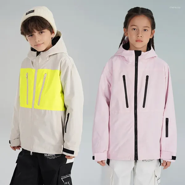 Лыжные куртки Searipe Сноуборд Детская куртка с капюшоном Сплошной цвет Водонепроницаемый ветрозащитный Прочный Для пеших прогулок Зимние виды спорта на открытом воздухе Теплое пальто