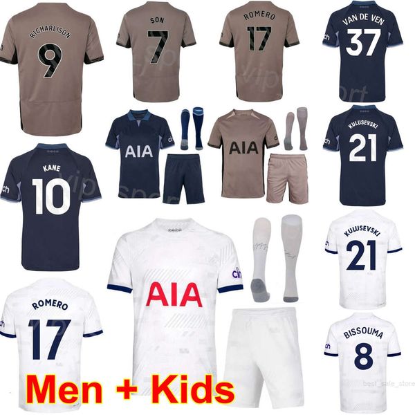 Herren Kinder Fußball 10 Harry Kane Trikots 2023 24 Club 10 James Maddison 17 Cristian Romero 21 Dejan Kulusevski 38 Destiny Udogie 7 Son Heung-Min Fußballtrikot Kits ReCi