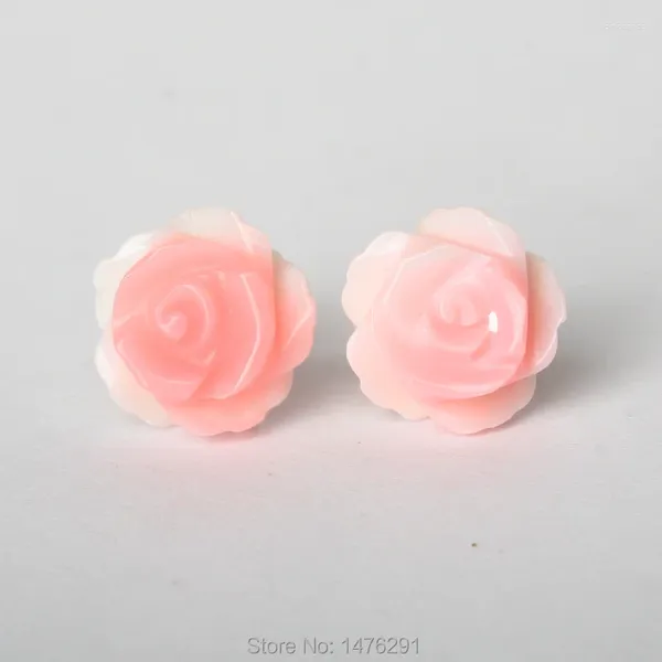 Серьги-гвоздики Белый Розовый Перламутр Раковина Цветок Розы 1 пара