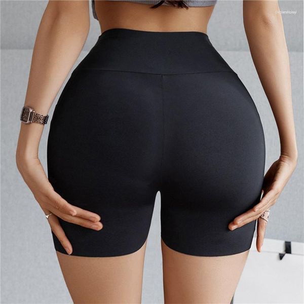 Shorts ativos femininos sem costura calças curtas finas bolso de seda gelo yoga confortável respirável macio leggings de fitness fundo apertado