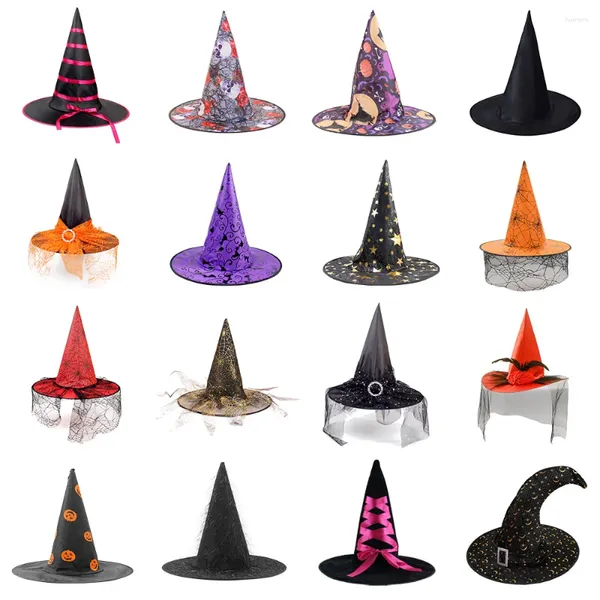 Berretti 1 pz Costume di Halloween Mago Cappello da strega Decorazione da cortile Festa nera