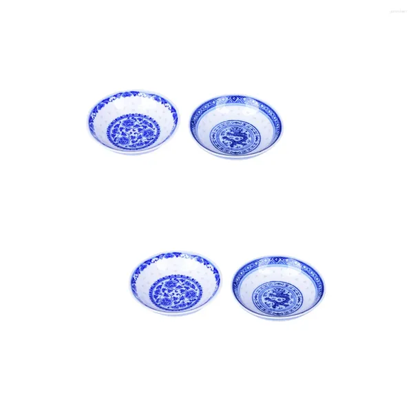 Set di stoviglie 4 pezzi Piatti per condimenti da cucina in ceramica Piatti per senape da immersione (blu)