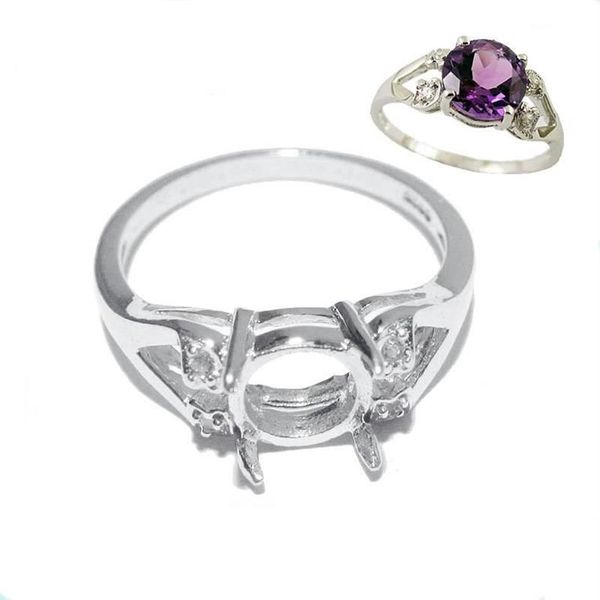 Anéis de cluster Beadsnice Sterling Silver 925 Jóias Finas Acessórios Redondos DIY Semi Mount Gem Ring Setting Diamond Wedding266F