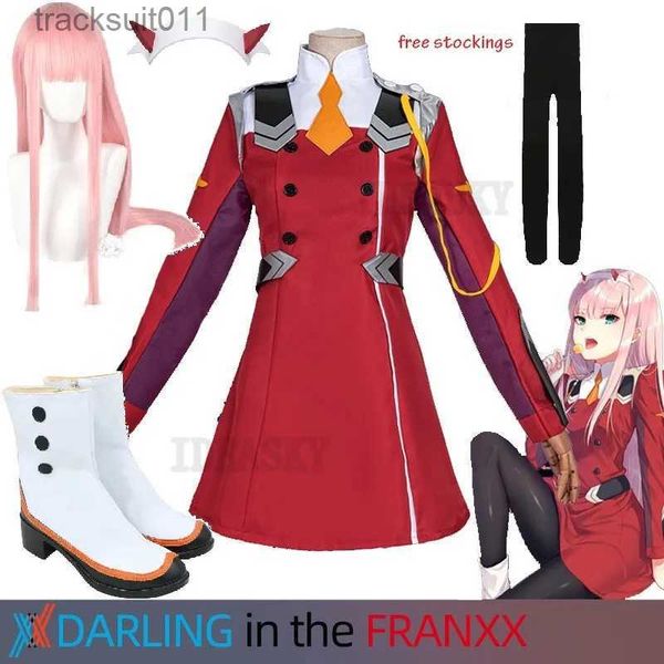 Аниме костюмы игра DARLING in the FRANXX Zero Two Косплей Come Dress 02 Косплей Come Женщины Косплей Сексуальное платье Повязка на голову парик обувь L231027