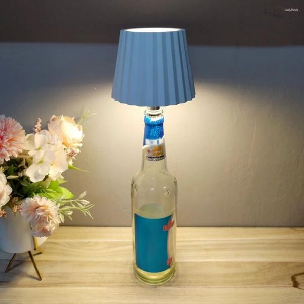 Lampade da tavolo Lampada a LED per bottiglia di vino Barra dimmerabile al tocco Luce notturna portatile in metallo senza fili Ricaricabile tramite USB Decorazione da pranzo