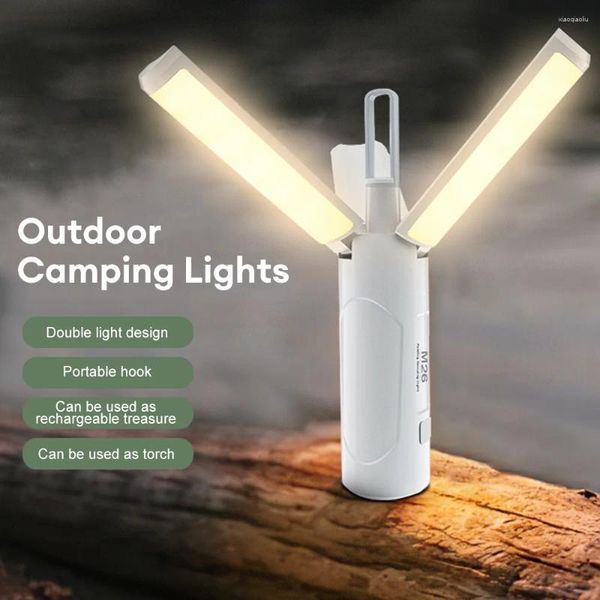 Lanterne portatili Lanterna da campeggio pieghevole Power Bank Illuminazione per esterni Lampada da tenda Lampade a LED ricaricabili per apparecchiature di emergenza