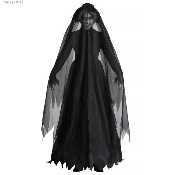 Trajes de anime 2023 de alta qualidade vampiro cosplay jogo macio vem horror demônio vem vestido de gaze preta halloween vem fantasma noiva bruxa l231027