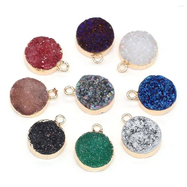 Colares de pingente de pedra natural ágata de cristal encantador redondo usado para diy colar brincos fazendo jóias presente