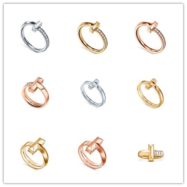 T charme anéis de casamento para mulher homem clássico 925 prata esterlina designer anel de prata de ouro com diamante jóias de noivado acessórios de moda atacado