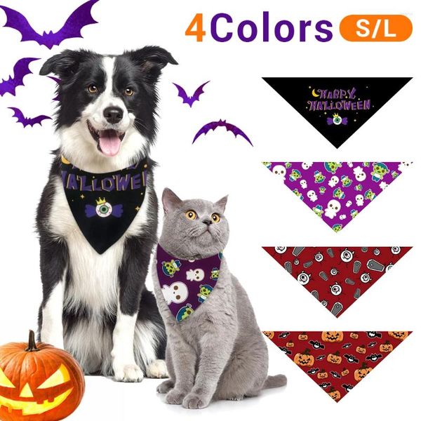 Cão vestuário halloween animal de estimação triângulo cachecol festival bandana saliva toalha gato bandanas decoração pequenos cães babadores accessorie