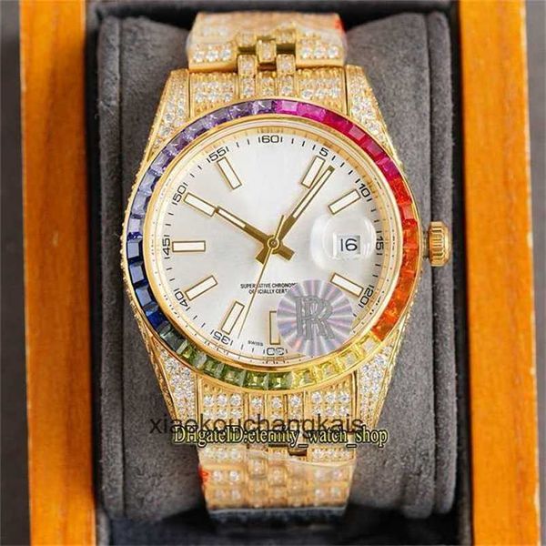 Relógio de luxo eternidade jóias relógios RFF Produtos mais recentes 41MM 126334 126233 126333 Rainbow Diamonds Bezel Silver Dial 3135 Automatic Iced Out Mens Watch 904L