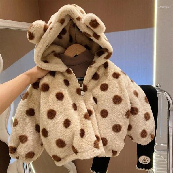 Jaquetas de inverno meninas quentes grossas pele com capuz leopardo impressão crianças bonito parkas menina casacos ao ar livre bebê zíper casaco 2-8years