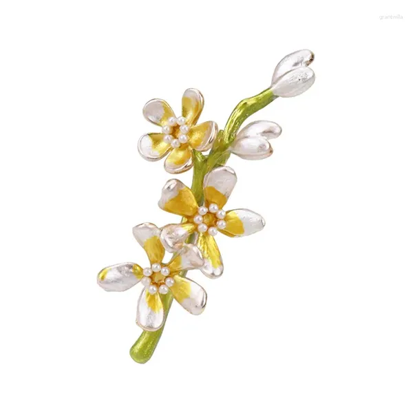 Broschen Vintage Gänseblümchen Perlenbrosche Pflanzenblume Tropföl Zubehör Jasminblütenblatt Legierung