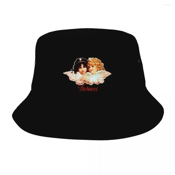 Beralar Vintage Fiorucci Cherubs Buck Hat Yaz Seyahat Müdürleri Melek Kawaii Açık Hava Sporları İçin Balıkçılık Kapakları Kadın Kadın Bob