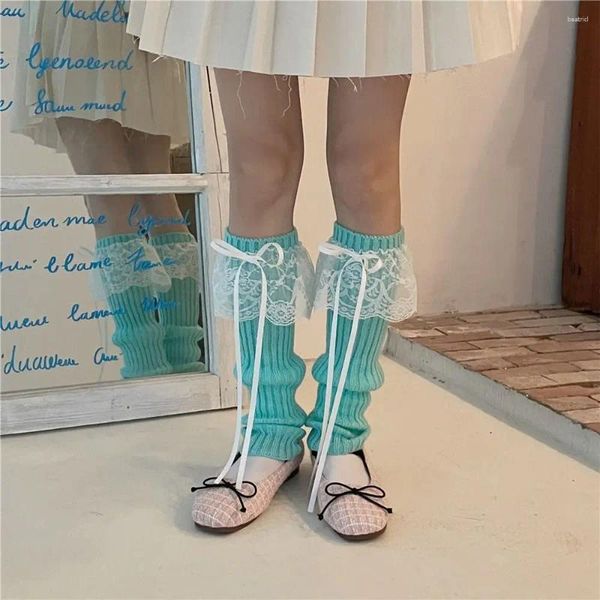 Women Socks Autumn Japanese Female Hosiery Bow Heap For Lolita Leg Warm Foot Cover Knee Warmers