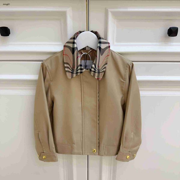 Jaquetas de marca para bebê, logotipo bordado nos punhos, casaco com capuz infantil, tamanho 100-160, alta qualidade, cor sólida, roupa externa para crianças, 25 de outubro