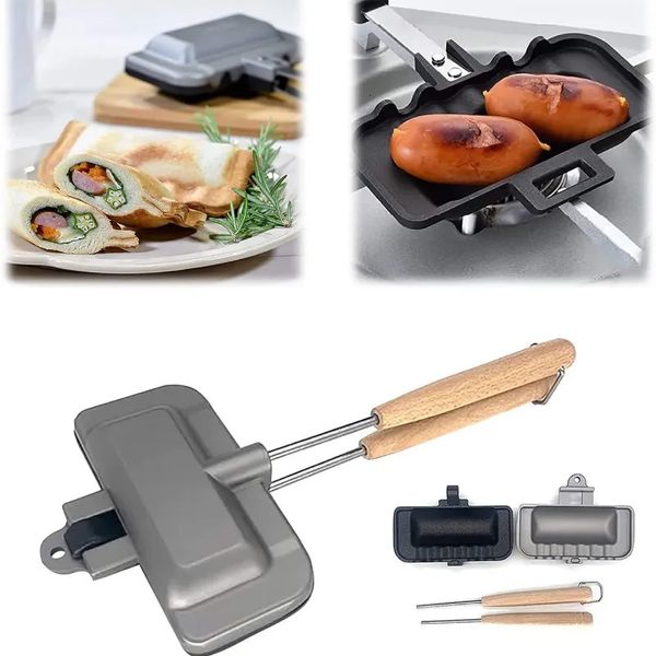 Pfannen, doppelseitige Sandpfanne, antihaftbeschichtet, faltbar, Grill, Braten für Brot, Toast, Frühstück, Maschine, Pfannkuchenmaschine, 231027