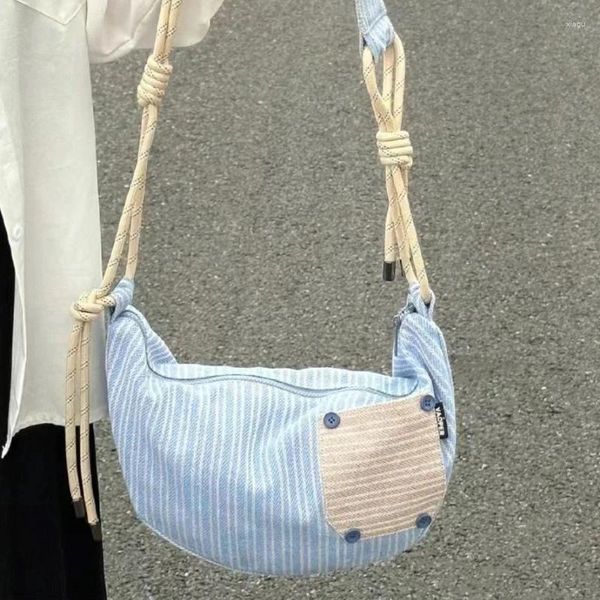 Borse da sera Borsa a tracolla Xiuya stile Harajuku moda donna patchwork strisce blu spalla casual borsa vintage carina giovanile