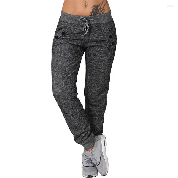 Pantaloni da donna Donna Moda Donna Elastico in vita Jogger con tasca Sport Corsa Pantaloni sportivi Pantaloni da allenamento Plus Si