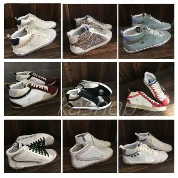 Scarpe firmate Nuova coppia del marchio italiano Scarpe sportive Super Happy Star Scarpe da uomo da donna Paillettes Classico bianco fatto vecchio sporco